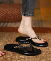 Sommer Neue Mode Schwarz Kette Flip-Flops Slide Sandalen
